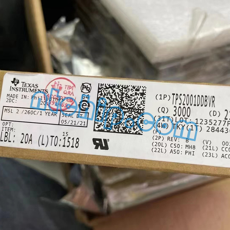 Texas Instruments tps2001ddbvr packaging and its label
